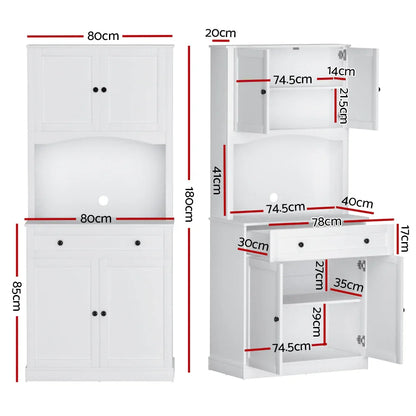 Artiss Buffet Sideboard Cabinet Cupboard Pantry Storage Shelves Hutch White - Mekamart Australia