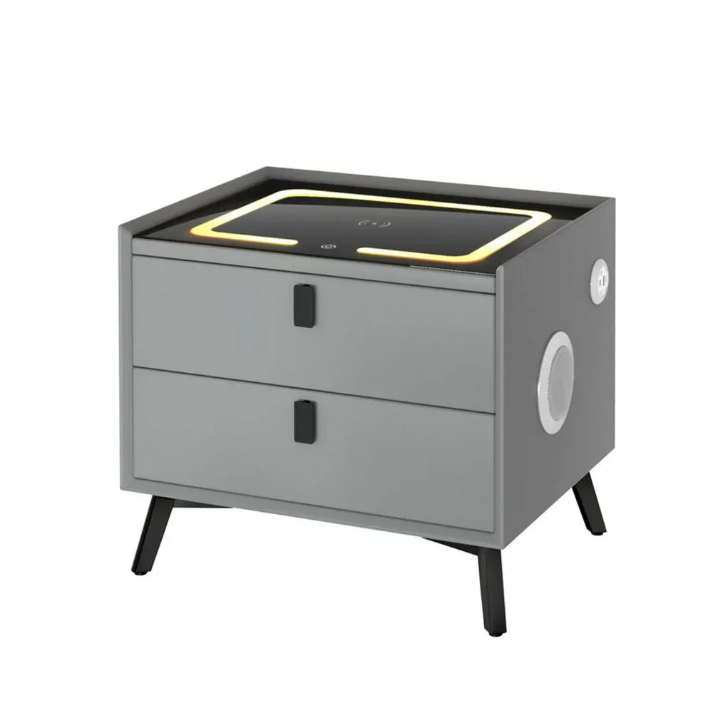 Artiss Smart Bedside Table with Wireless Charging - AIKA Grey - Mekamart Australia