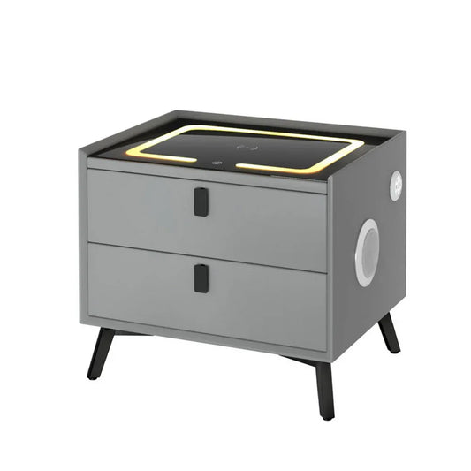 Artiss Smart Bedside Table with Wireless Charging - AIKA Grey - Mekamart Australia