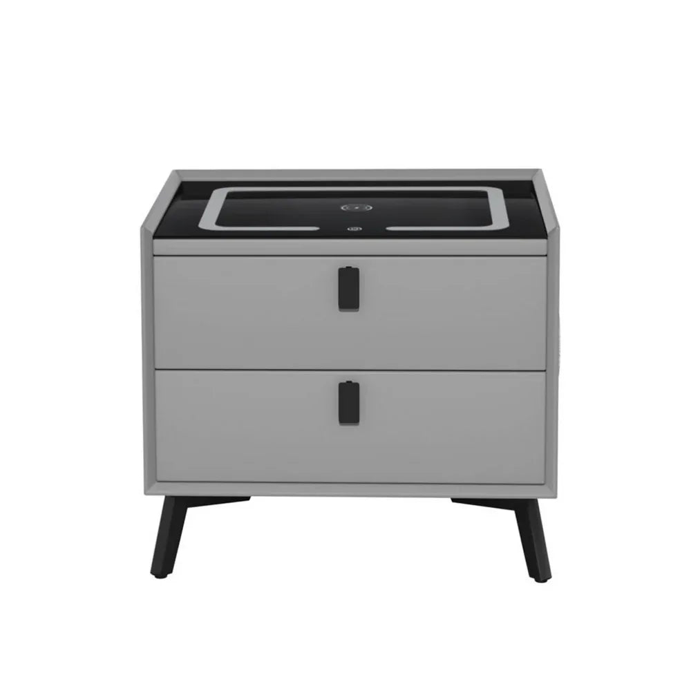 Artiss Smart Bedside Table with Wireless Charging - AIKA Grey - Mekamart Australia