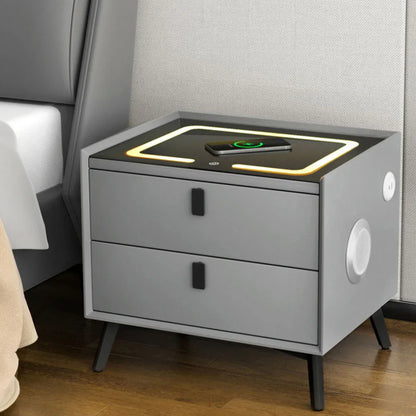 Artiss Smart Bedside Table with Wireless Charging - AIKA Grey - Mekamart Australia