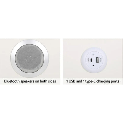 Artiss Smart Bedside Table 2 Drawers with Wireless Charging Ports LED White AIKA - Mekamart Australia