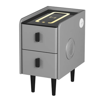 Artiss Smart Bedside Table 2 Drawers with Wireless Charging Ports LED Grey AIDA - Mekamart Australia
