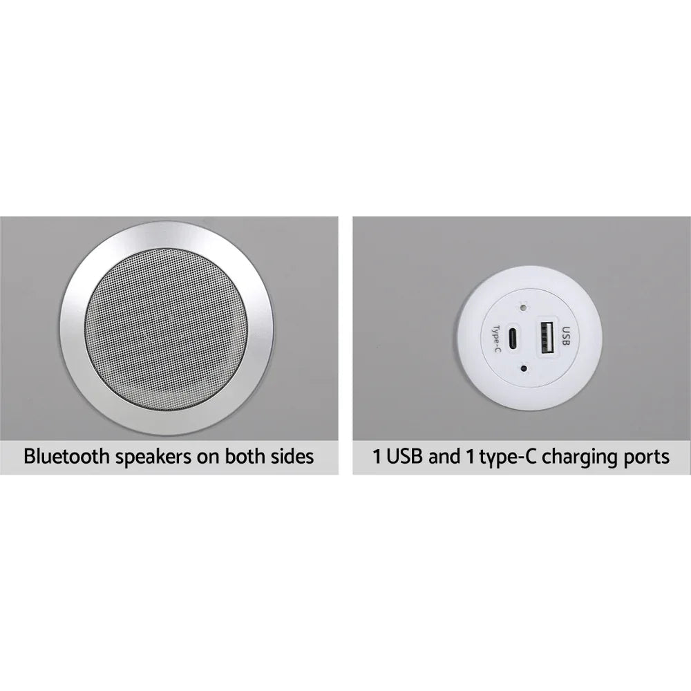 Artiss Smart Bedside Table 2 Drawers with Wireless Charging Ports LED Grey AIDA - Mekamart Australia