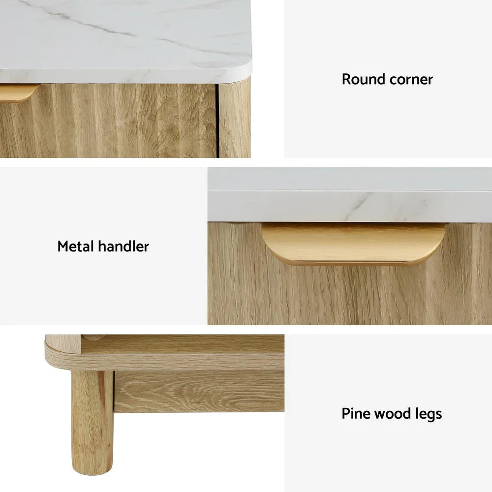 Artiss Bedside Table Nightstand 1 Drawer Shelves Pine - Mekamart Australia