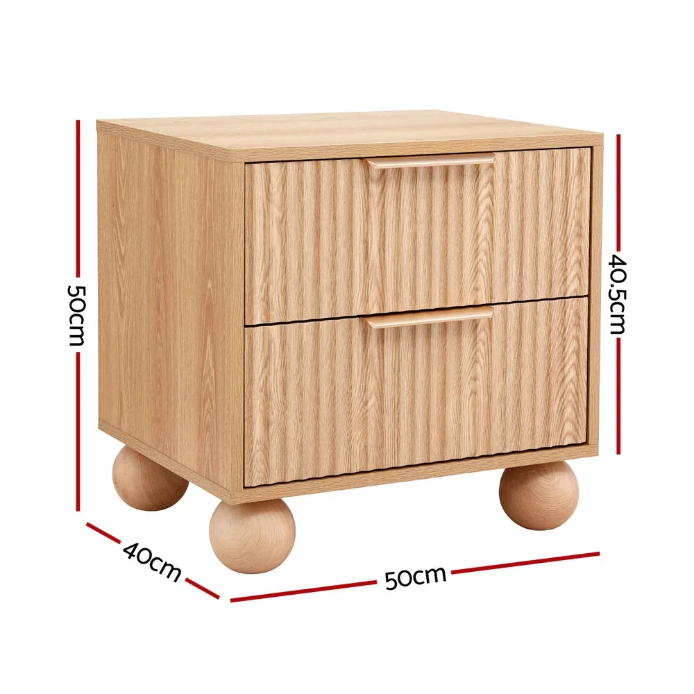 Artiss Rattan Bedside Table 2 Drawers Pine - Mekamart Australia