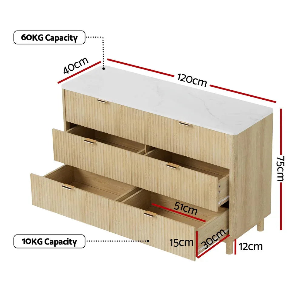 Artiss 6 Chest of Drawers Dresser Table Pine - Mekamart Australia