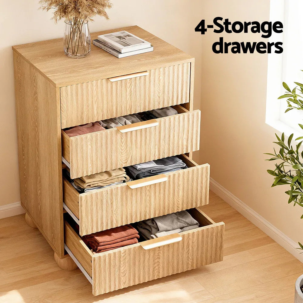 Artiss 4 Chest of Drawers Dresser Tallboy Pine - Mekamart Australia