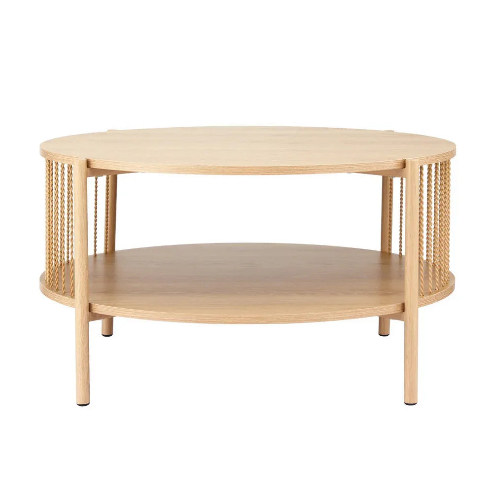 Artiss Coffee Table 2-Tier Round Wood - Mekamart Australia