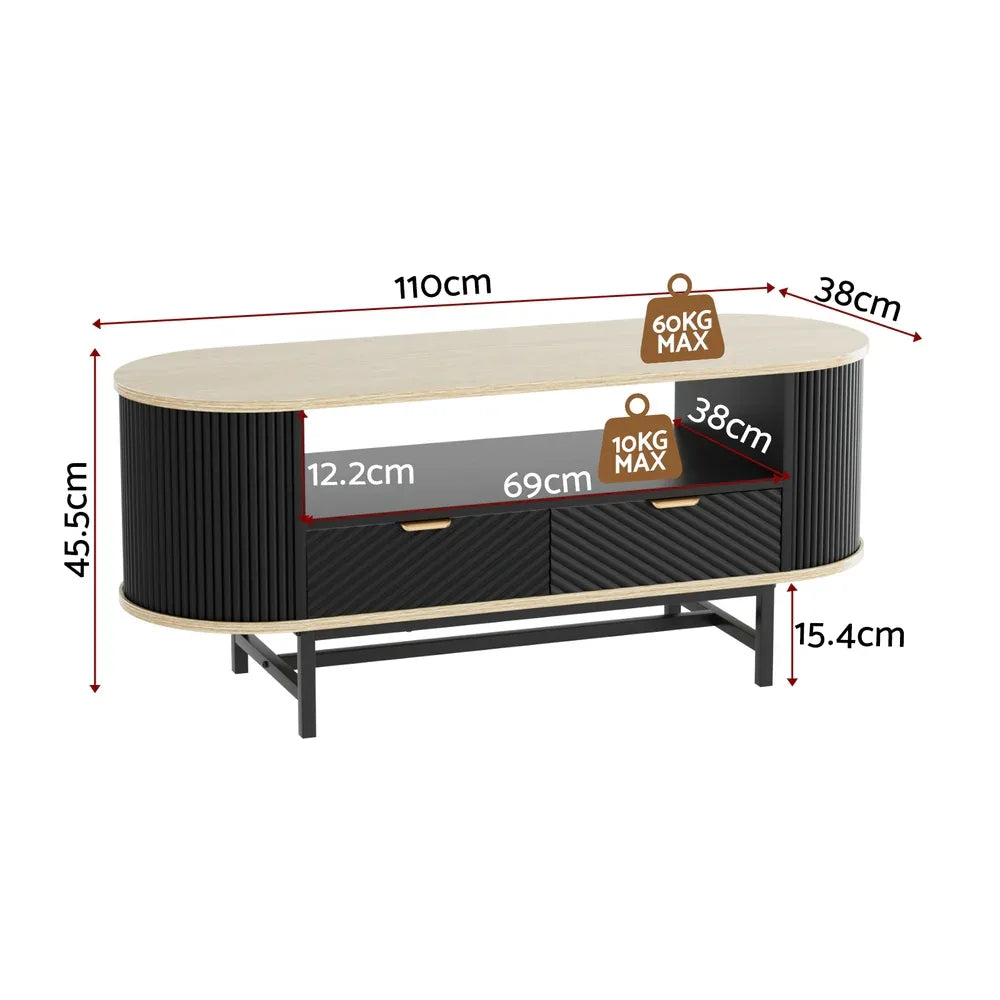 Artiss Coffee Table Drawer Shelf Wood&Black - Mekamart Australia
