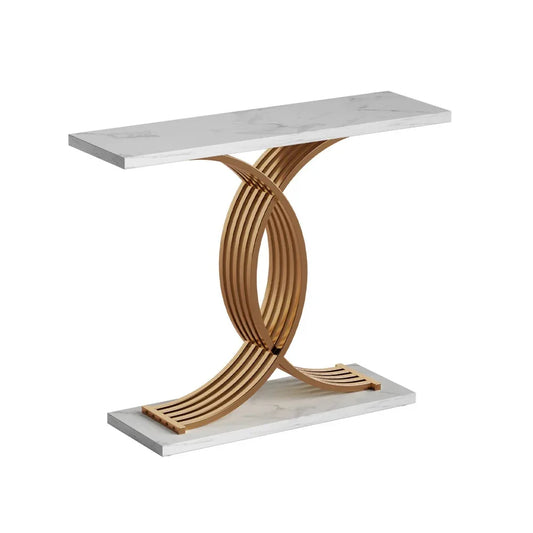 Artiss Console Table Marble Effect White&Gold - Mekamart Australia