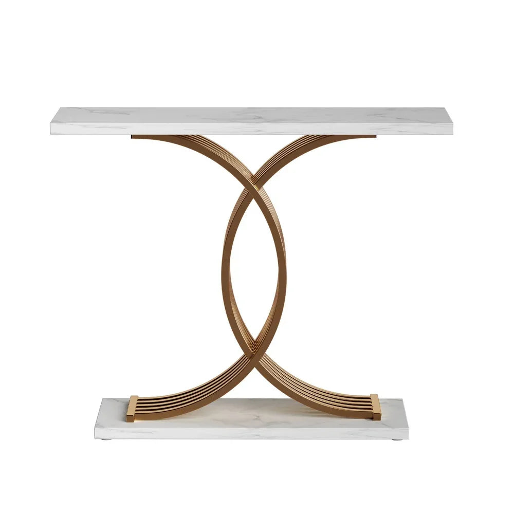 Artiss Console Table Marble Effect White&Gold - Mekamart Australia