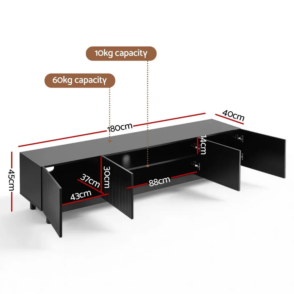 Artiss TV Unit Entertainment Unit Storage Cabinet 180cm Black - Mekamart Australia