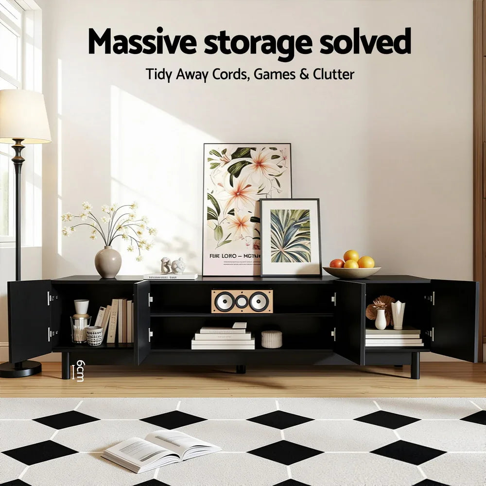 Artiss TV Unit Entertainment Unit Storage Cabinet 180cm Black - Mekamart Australia
