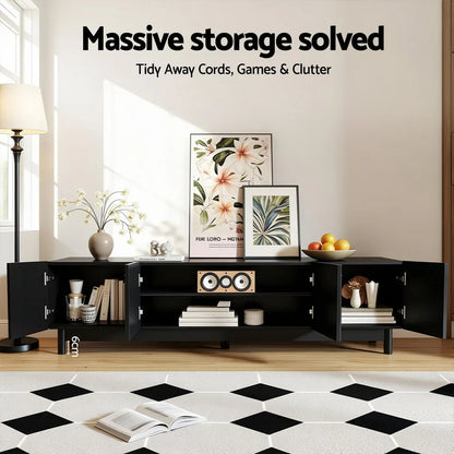 Artiss TV Unit Entertainment Unit Storage Cabinet 180cm Black - Mekamart Australia