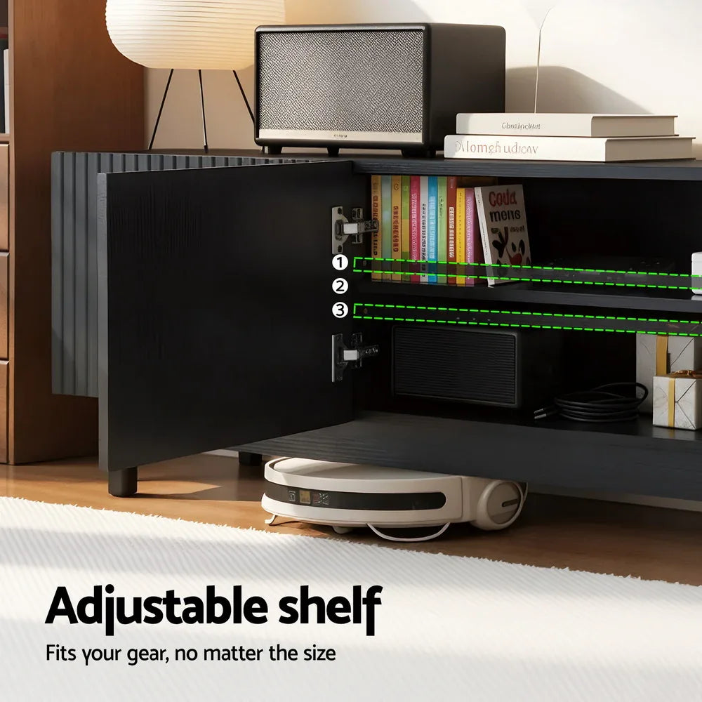 Artiss TV Unit Entertainment Unit Storage Cabinet 180cm Black - Mekamart Australia