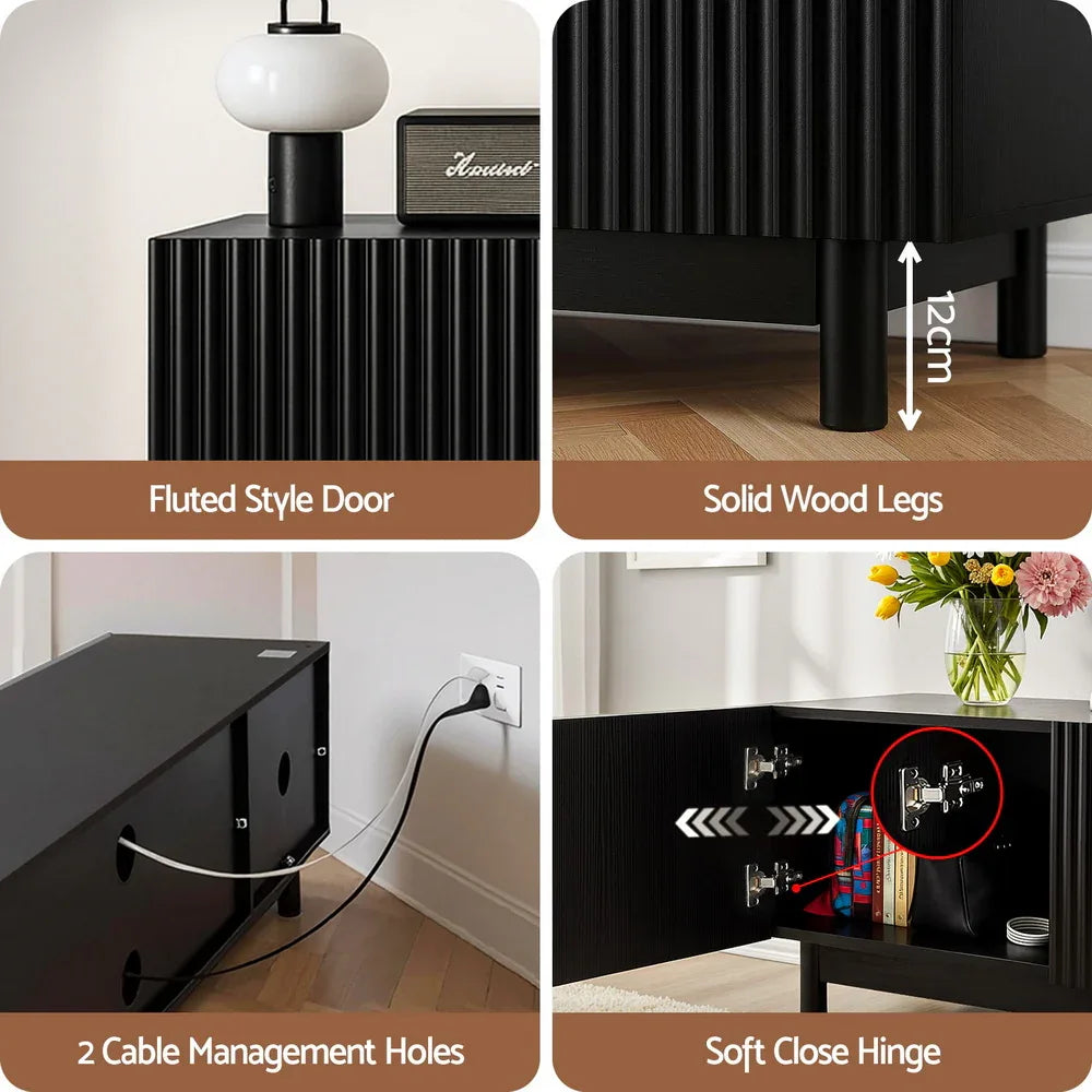 Artiss TV Unit Entertainment Unit Storage Cabinet 180cm Black - Mekamart Australia