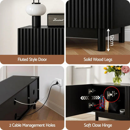 Artiss TV Unit Entertainment Unit Storage Cabinet 180cm Black - Mekamart Australia