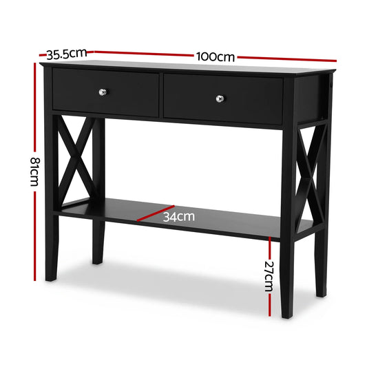 Artiss Console Table 2 Drawers 100CM Black - Mekamart Australia