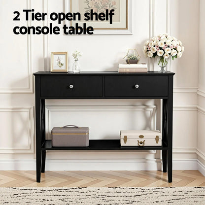 Artiss Console Table 2 Drawers 100CM Black - Mekamart Australia