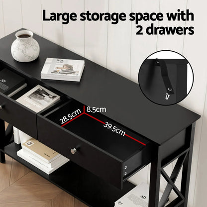 Artiss Console Table 2 Drawers 100CM Black - Mekamart Australia