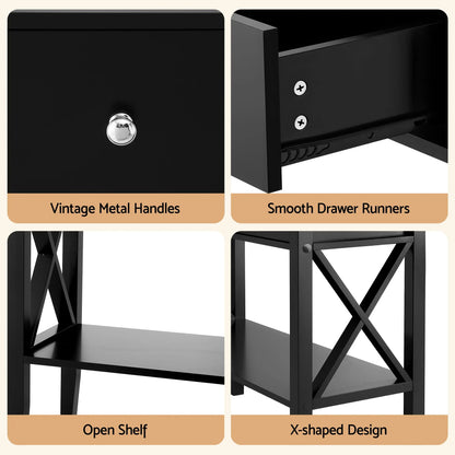 Artiss Console Table 2 Drawers 100CM Black - Mekamart Australia