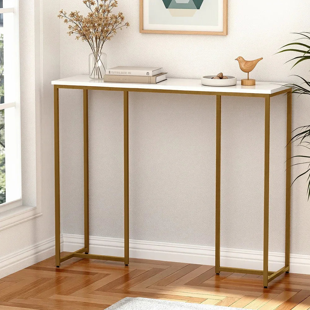 Artiss Console Table Marble Effect White&Gold - Mekamart Australia
