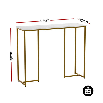 Artiss Console Table Marble Effect White&Gold - Mekamart Australia