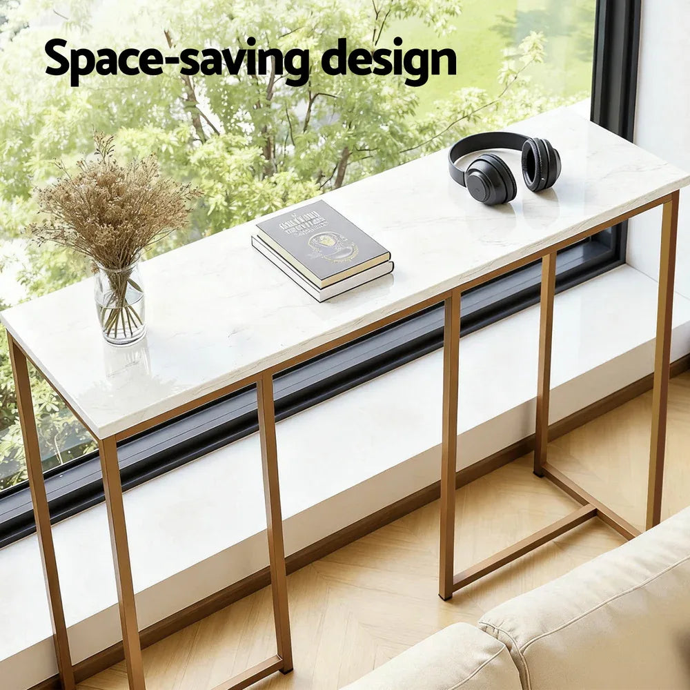 Artiss Console Table Marble Effect White&Gold - Mekamart Australia