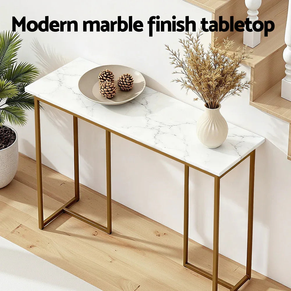 Artiss Console Table Marble Effect White&Gold - Mekamart Australia
