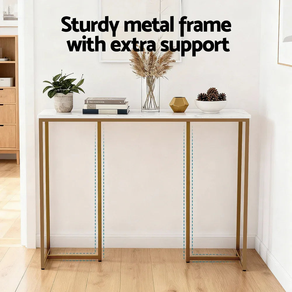 Artiss Console Table Marble Effect White&Gold - Mekamart Australia