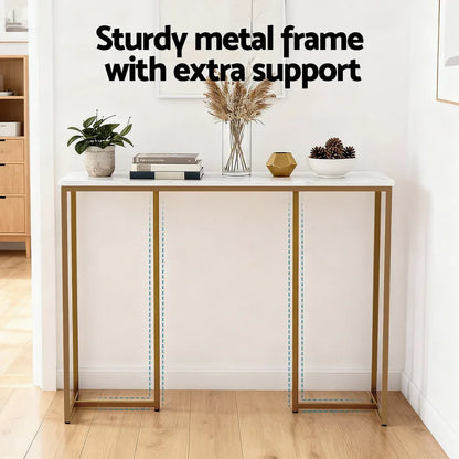 Artiss Console Table Marble Effect White&Gold - Mekamart Australia