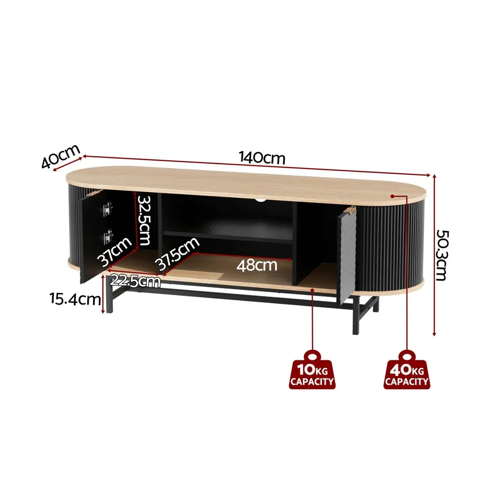 Artiss TV Unit Entertainment Unit Storage Cabinet Black Pine - Mekamart Australia