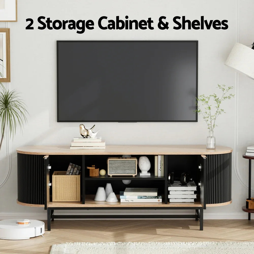 Artiss TV Unit Entertainment Unit Storage Cabinet Black Pine - Mekamart Australia