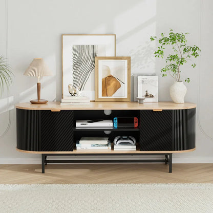 Artiss TV Unit Entertainment Unit Storage Cabinet Black Pine - Mekamart Australia