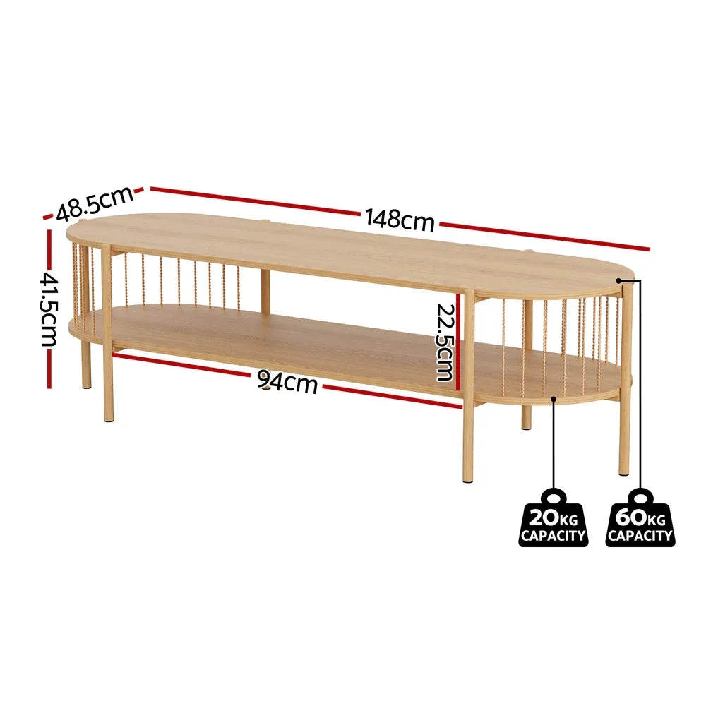 Artiss TV Unit Entertainment Unit Storage Shelf 148cm Pine - Mekamart Australia