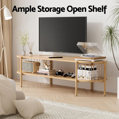 Artiss TV Unit Entertainment Unit Storage Shelf 148cm Pine - Mekamart Australia