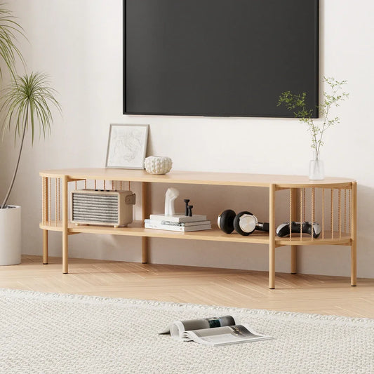 Artiss TV Unit Entertainment Unit Storage Shelf 148cm Pine - Mekamart Australia