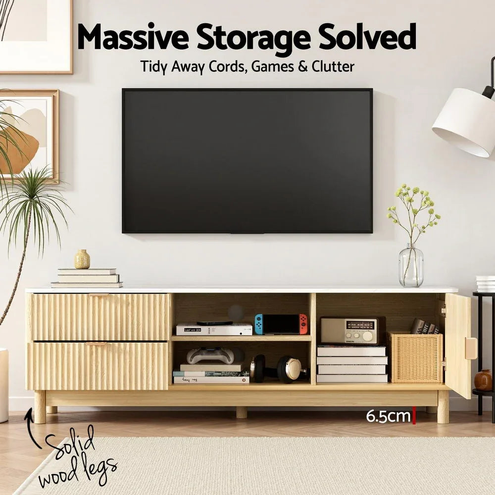 Artiss TV Unit Entertainment Unit Storage Drawer Shelf 150cm Pine - Mekamart Australia