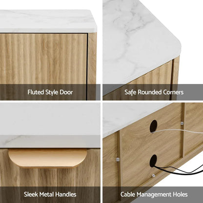Artiss TV Unit Entertainment Unit Storage Drawer Shelf 150cm Pine - Mekamart Australia