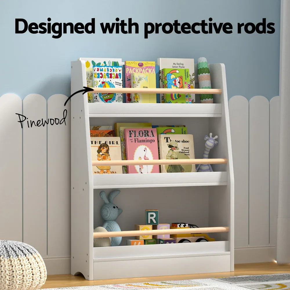 Keezi Kids Bookshelf 3 Tiers Storage Children Bookcase Organiser Display Shelf - Mekamart Australia