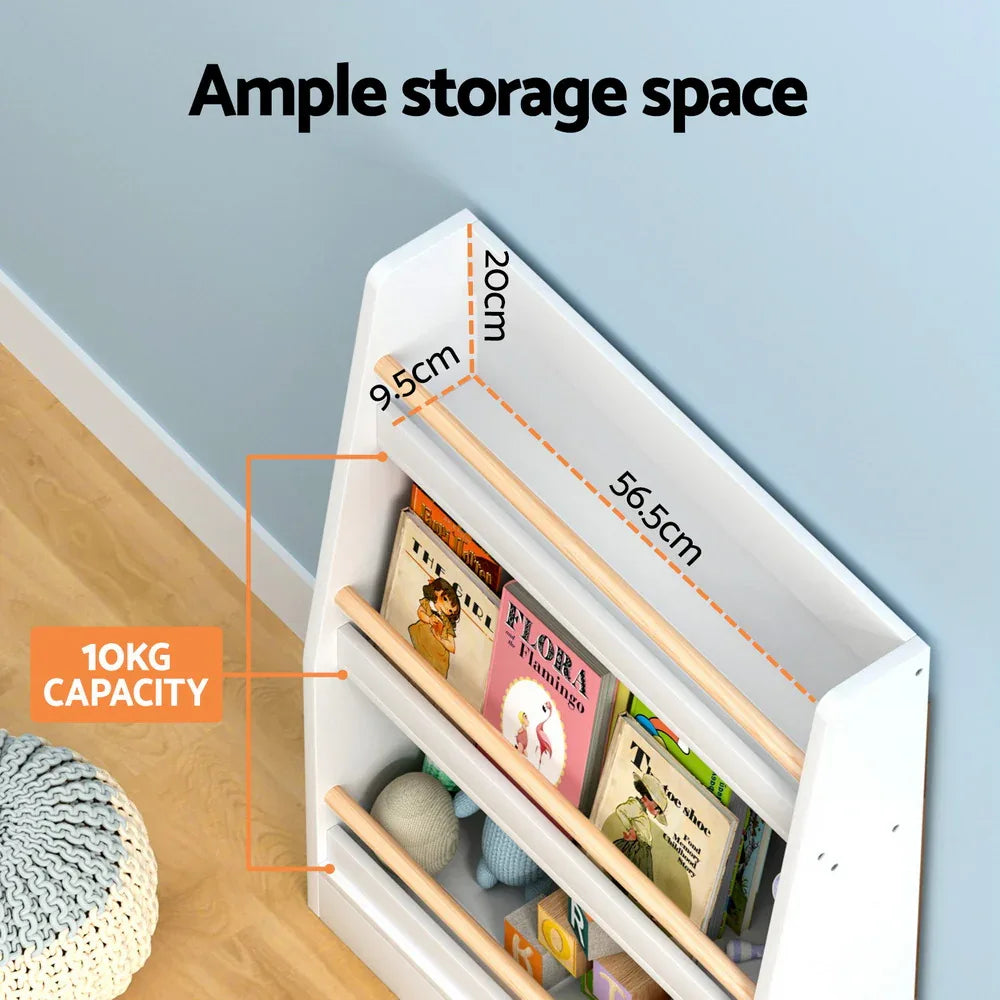 Keezi Kids Bookshelf 3 Tiers Storage Children Bookcase Organiser Display Shelf - Mekamart Australia