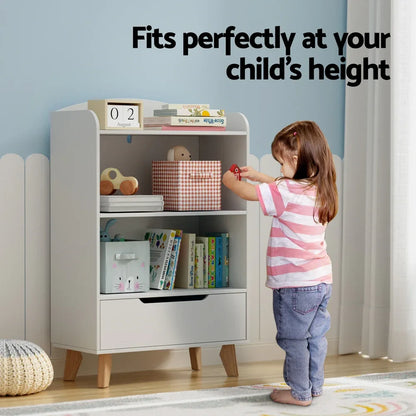 Keezi Kids Bookshelf 3 Tiers Storage Children Bookcase Toys Organiser Drawer - Mekamart Australia