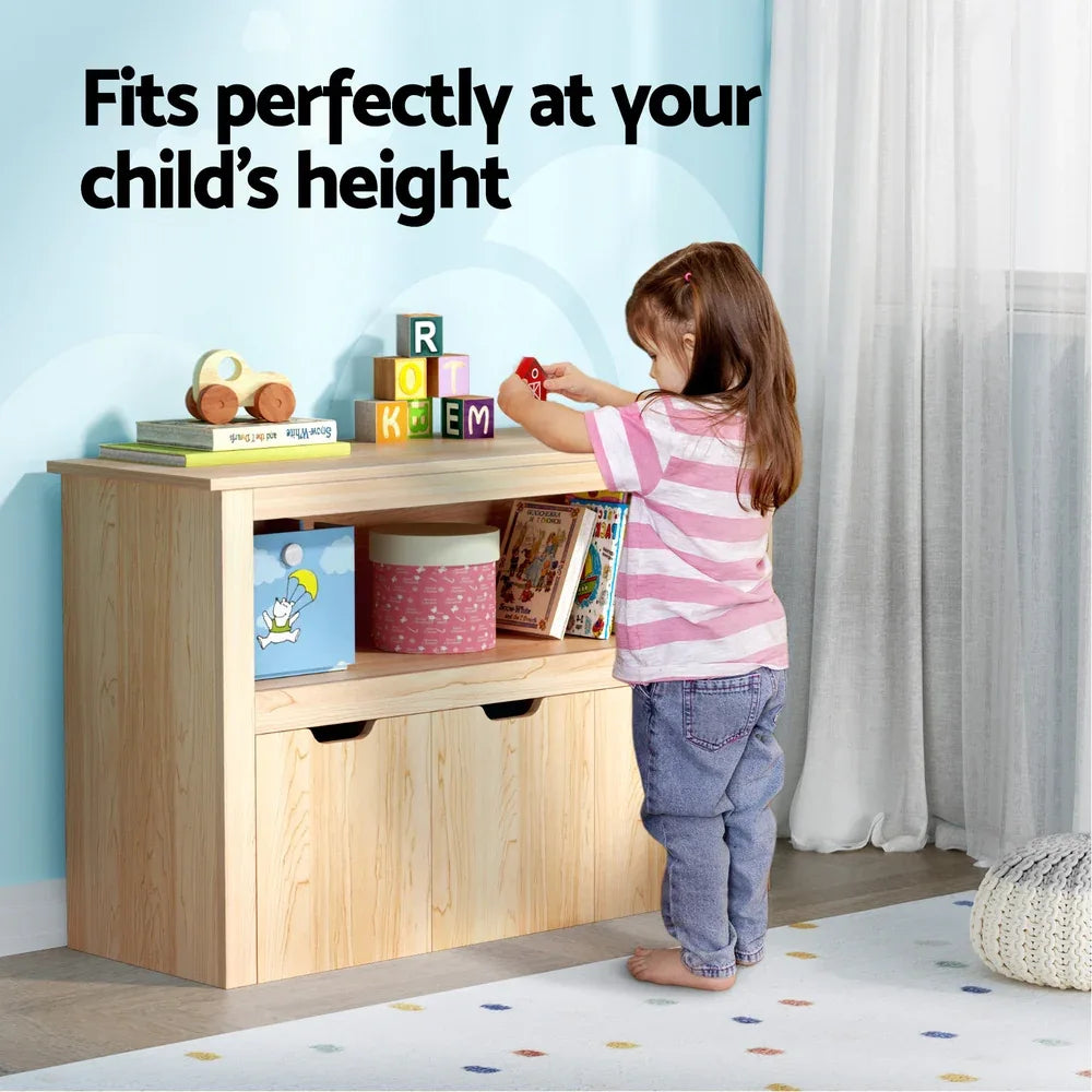 Keezi Kids Bookshelf 3 Drawers Storage Children Bookcase Toy Organiser Display Wooden - Mekamart Australia