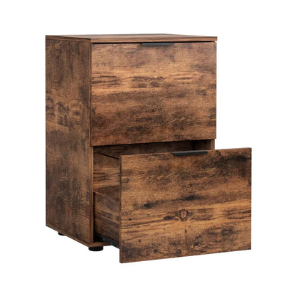 Artiss Filing Cabinet Files Storage Office Shelves File Organiser Rustic Brown 2 Drawer - Mekamart Australia