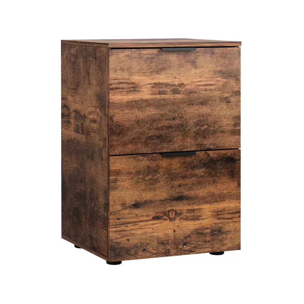 Artiss Filing Cabinet Files Storage Office Shelves File Organiser Rustic Brown 2 Drawer - Mekamart Australia