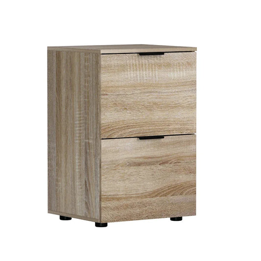 Artiss Filing Cabinet Files Storage Office Shelves File Organiser Oak 2 Drawer - Mekamart Australia