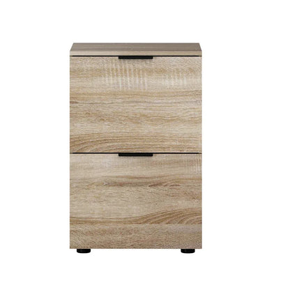 Artiss Filing Cabinet Files Storage Office Shelves File Organiser Oak 2 Drawer - Mekamart Australia