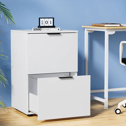 Artiss Filing Cabinet Files Storage Office Shelves File Organiser White 2 Drawer - Mekamart Australia