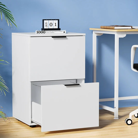 Artiss Filing Cabinet Files Storage Office Shelves File Organiser White 2 Drawer - Mekamart Australia
